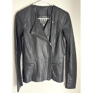 Veda Black Lamb Leather Asymmetrical Women's Moto Jacket Size Small